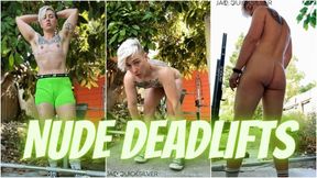 Naked Bodybuilder Tomboy Deadlifts - Abs, Thighs, Pecs and Ass Workout Muscles