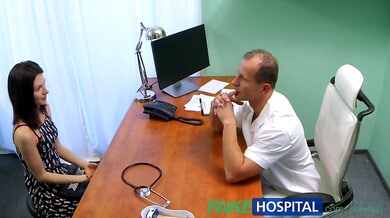 European doctor in white coat treats his patient with oral care on the exam table