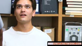 SayUncleNetwork.com - Thieving twink explosively cums after interracial threesome wit