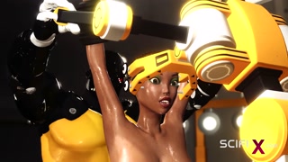 Fuck me hard. Sex with a sci-fi android in the lab