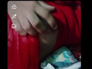 Indian gay Crossdresser in Red Saree showing his boobs on paid nude video call xxx🥵