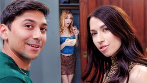 ”Stepsister desperate to fuck her step sibling gets help from sexy MILF”