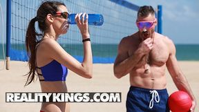 Reality Kings - Skinny, small tit beach babe Natalia Nix takes big cock