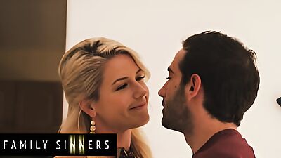 FAMILY SINNERS - Stepmom Kit Mercer Spreads Her Legs So Her Stepson Can Stick His Tongue Deep Inside Her Pussy