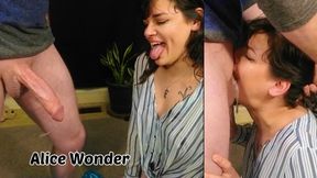 Real Gf Throatfucking & Throat Bulging Ends With Amazing Throatpie - Side View With Throat Bulge