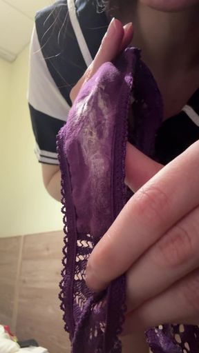 Russian Girl Shows Dirty Panties in Secretions and Unwashed Hairy