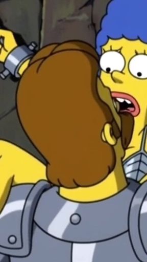 Slut in Chains Takes His Cum. Erotic Fantasy. Cartoon Parody of the Simpsons