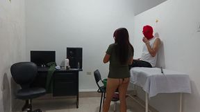 Nurse Treats a Special Client While Masturbating in the Doctor's Office