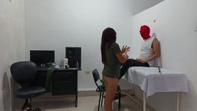 Nurse Treats a Special Client While Masturbating in the Doctor's Office