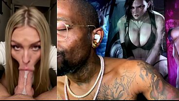 Beautiful Blonde Snow Bunny Deepthroating A BWC While He Cums In Her Mouth, AI Generated