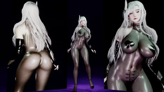 3 DIMENSIONAL super-hot costume play cockslut dressed in uber-sexy underwear jiggling her immense orbs