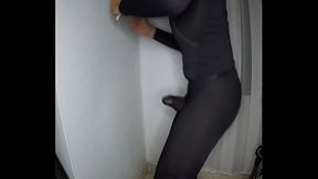 Doing hot exercise in tight and shiny spandex slothes