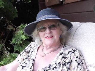 AuntJudys - 66yo Bushy Aged GILF Mrs. Claire Sucks Your Dick in the Garden (POV)