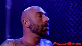 Bearded Jake Nicola services Drew Sebastian and rides his giant dick