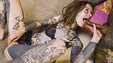 Tattoed couple HARD fucking and ANAL play