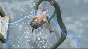 Cartoon babe by the shore gets deep-throated