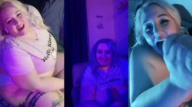 Blonde BBW MILF teases you to jerk off then squirts all over the couch after the party