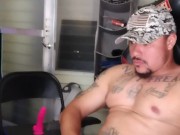 Sexy tattoo guy jacking nice  cock while watching porn