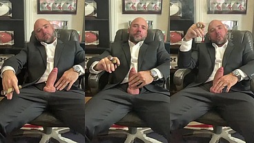 Cigar smoking with a raging hard-on in a suit!