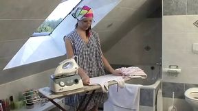 In lingerie the mature milf gets her pussy penetrated in the bathroom where the orgasms are felt