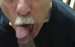 Old daddy give me blowjob and eat my cum
