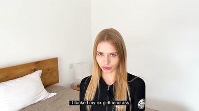Russian slut deepthroats balls then gets pissed in the mouth