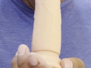 Blowjob to my new 7.8 inch dildo with gag reflex