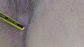 Close Up Butthole Tease with Pencil Insertion