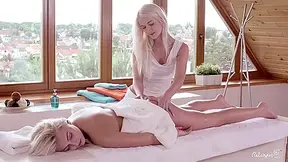 Hot Oil Massage And Sensual Sex With Lesbians With Ashley Love And Katy Rose