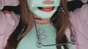 GlitterGiiiirl in Collar & Loose Braces Takes Tongue Port Horse Bit Gag