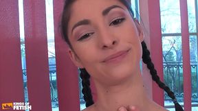 brunette babe get cunt eaten and pumped by a older man on the floor