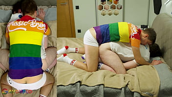 Gay couple have great bareback sex with breeding in sexy underwear