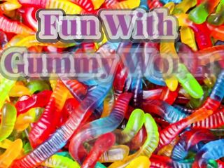 Ashley Ace and Pinkthehawk - Enjoyment with Gummy Worms Part 1
