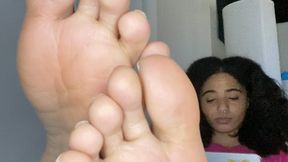 White toe crossed foot tease