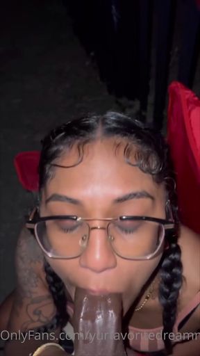 Hot ebony couple shares a sloppy blowjob