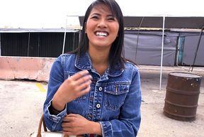 ”Asian sensation with nice tits rides the BangBus”