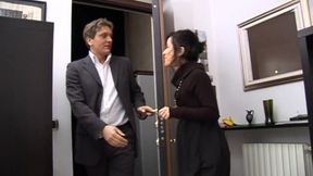 Dirtybrunette in lingerie cheats on her husband with a younger boy