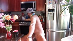 Kennie Jai Jerks off in the Kitchen and Has Tea!!