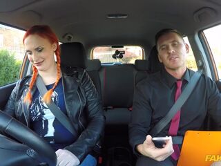 Fake Driving School GINGER Big Tits and Hairy GINGER Pussy in Hot Exam Fuck