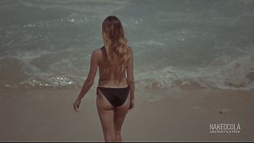 Stepsister pissed on my dick on the nude beach - 4K