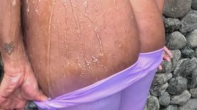 Indian Girl Showers With Her Clothes & Strips