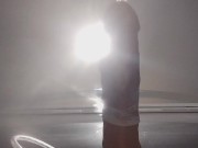 Hot Latino Daddy Rides Huge Dildo While Watching Porn