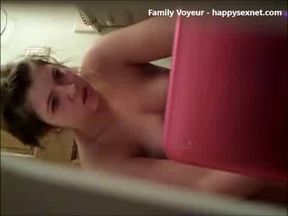 Sister masturbating with a hairbrush