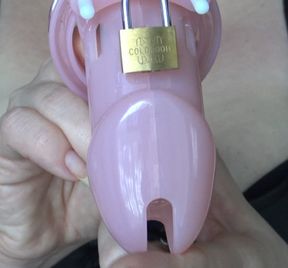 Chastity sissy needs locked in pink cage