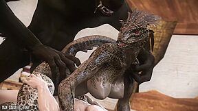 Argonian Girl Gangbanged And Creampied By Werewolf And Man