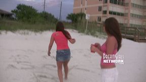 Vacationers flash on a common beach