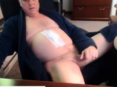 Horny Grandpa Wanking His Big Hard Cock