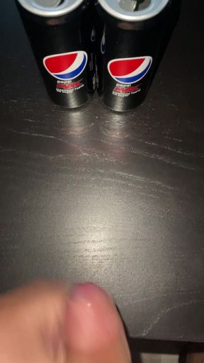 Huge cumshot on Pepsi cans