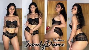 Sensual Sweaty Striptease by sexy Latina in Black Lingerie