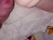 Diaper sissy fucks pussy